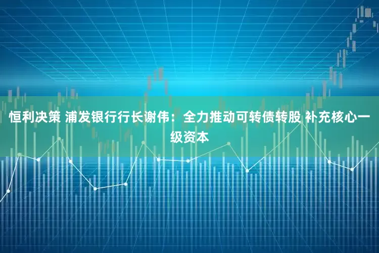 恒利决策 浦发银行行长谢伟：全力推动可转债转股 补充核心一级资本
