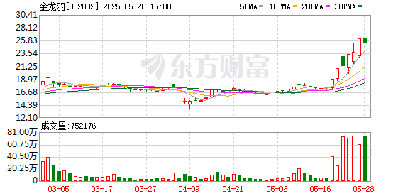 锦鲤配资 金龙羽振幅17.82%，机构净买入1637.15万元，深股通净卖出2815.83万元