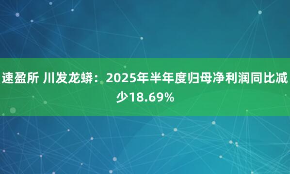 速盈所 川发龙蟒：2025年半年度归母净利润同比减少18.69%